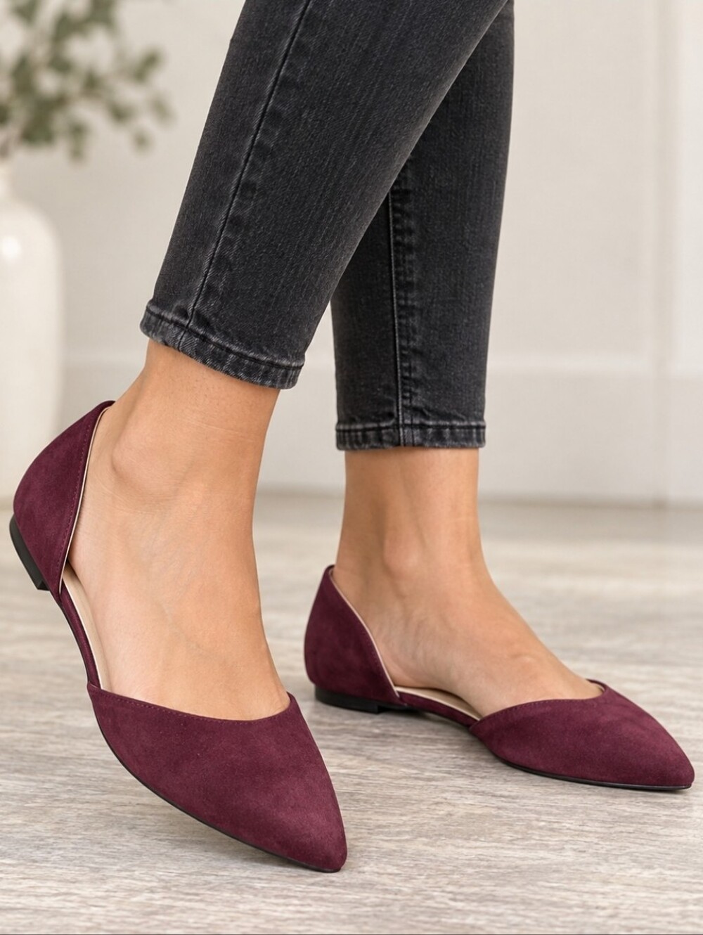 Nine West Starship Y2K Romantic Minimalist Pointed Toe D'Orsay Ballet Flats 6M